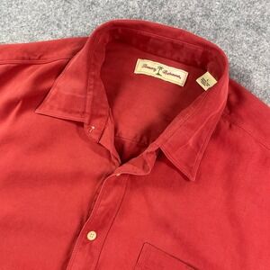 Tommy Bahama Mens Shirt L Red Silk Long Sleeve